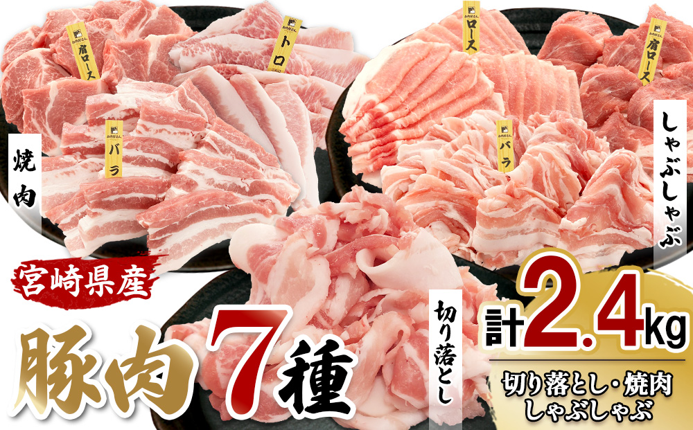 宮崎の旨みを凝縮！豚肉バラエティセット2.4kg（真空パック