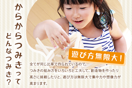 ＜からからつみき108(800Pコンテナ入)＞宮崎県産の杉を使ったつみき！木のおもちゃ 知育玩具 子供 おもちゃ 積み木 男の子 女の子 子ども プレゼント 4歳 5歳 安心 安全 国産 宮崎県産 杉 収納 ベビー向け 誕生日 贈り物 お祝い【C-1704-bo】【boofoowoo】
