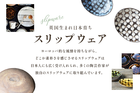 ＜スリップウェアのリム皿 2枚 花柄、色おまかせ＞ 国産 日本製 陶芸品 工芸【MI550-kr】【生楽陶苑】 2枚
