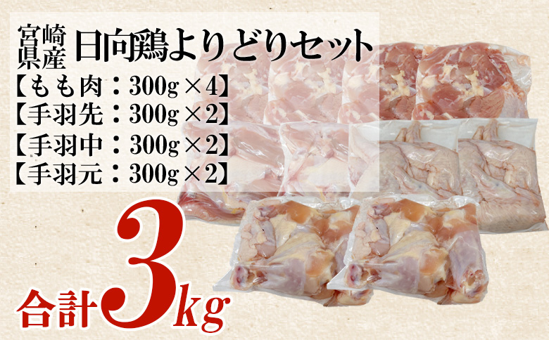 ＜宮崎県産日向鶏 よりどりセット 約3kg＞ 鶏もも 鶏肉 手羽【MI452-tr】【TRINITY】