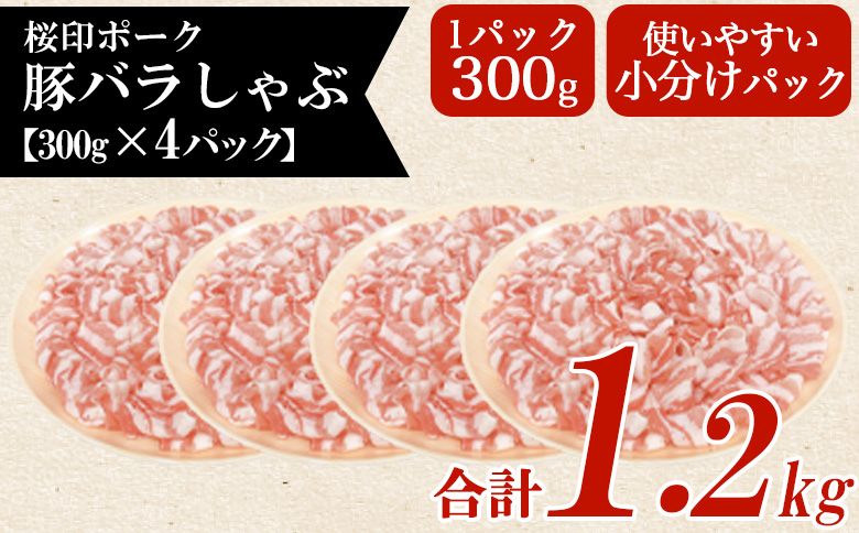 ＜桜印ポーク豚バラしゃぶ 約1.2kg＞ 国産 豚肉 ぶたにく お肉 ばら肉 ブタ しゃぶしゃぶ  使いやすい 小分け パック 真空冷凍 お弁当 ジューシー 肉質 柔らかい 上品 豊かな味わい ブランド 数量限定 【MI460-tr】【TRINITY】 約1.2kg	