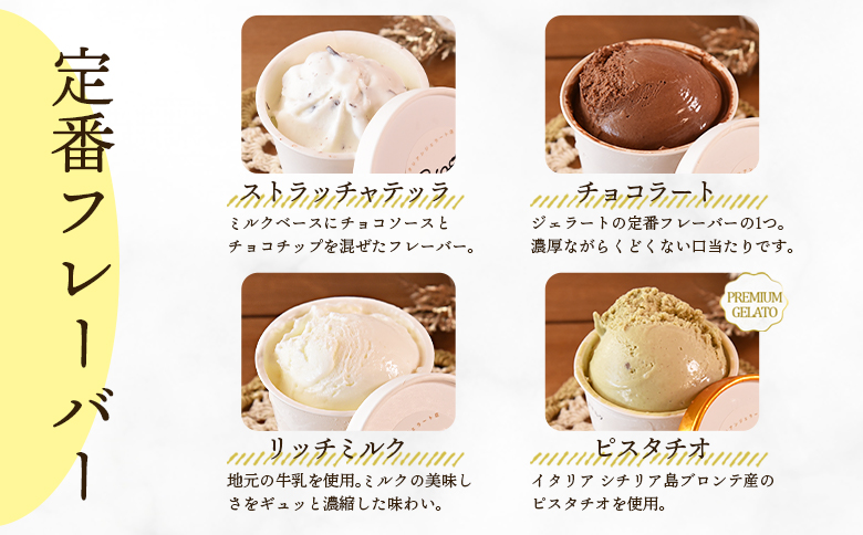 ＜定番4種+季節もの2種ジェラートセット 12個＞ お店セレクト フレーバー お任せ 【MI618-ci】【Ciao Gelateria】 12個（定番4種+季節2種 各2個）