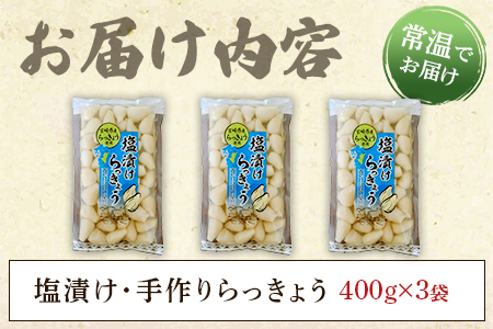 ＜手づくりらっきょう 400g×3袋セット＞ラッキョウ 辣韭 漬物 国産 宮崎県産 【MI321-ko】【株式会社上沖産業】