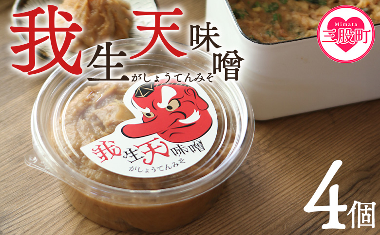 ＜我生天味噌 4個＞300g 選べる 内容量 個数 みそ ミソ 調味料 酵母 どぶろく味噌 ドブロク 米 料理 お味噌汁 パック 発酵食品 まろやか マイルド 風味 旨味 加工食品 和食 和 麹 こうじ アレンジ味噌 こだわり 麦みそ【MI577-gs】【我生庵】 300g×4個