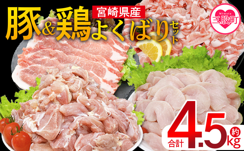 ＜宮崎県産 豚肉鶏肉よくばりセット 合計4.5kg＞ 4種セット 小分けパック 真空パック ロース スライス  精肉 県産 国産 炒め物 煮物【MI731-tr】【TRINITY】