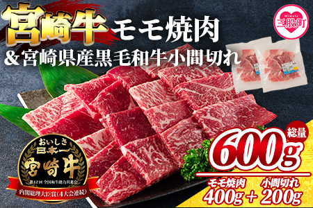 [宮崎牛モモ焼肉400gと宮崎県産和牛小間切れ200g 総量600g][数量限定] BBQ特集 [MI236-my][ミヤチク]