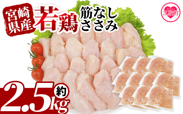 宮崎県産若鶏筋なしささみ 約2.5kg ささみ [TRINITY]