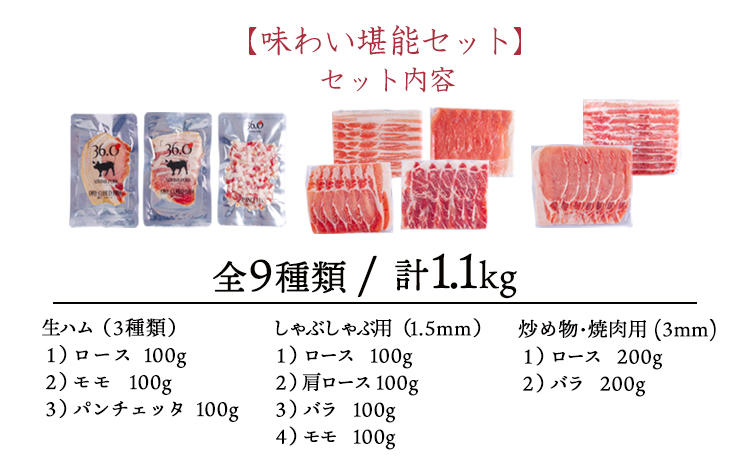 ソヤマポーク味わい堪能3種セット[生ハム 焼肉 炒め物 しゃぶしゃぶ バラ ロース モモ 肩ロース 小分け 大容量 宮崎県産 豚肉]TF0830-P00078