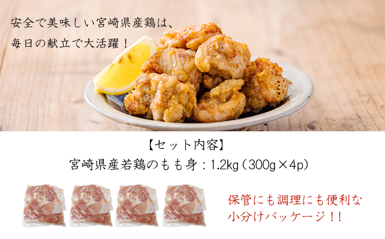 宮崎県産若鶏もも切身1.2kg（300g×4）TF0834-P00063