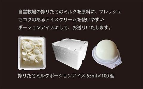 《宮崎県グルメコンテスト2連覇》ポーションアイス(搾りたてミルク味)100個×55ml [スイーツ デザート ジェラート 大容量 業務用] TF0591-P00023