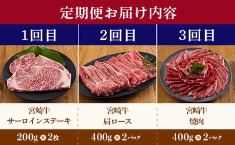 宮崎牛月替わり堪能セット定期C[3ヶ月] 合計2000g(2kg) [国産 黒毛和牛 ブランド牛 お肉 ステーキ 焼肉 しゃぶしゃぶ 70000円 7万円 『おいしい特産品を詰め込んだ定期便特集』-宮崎県高原町] TF0691-P00020