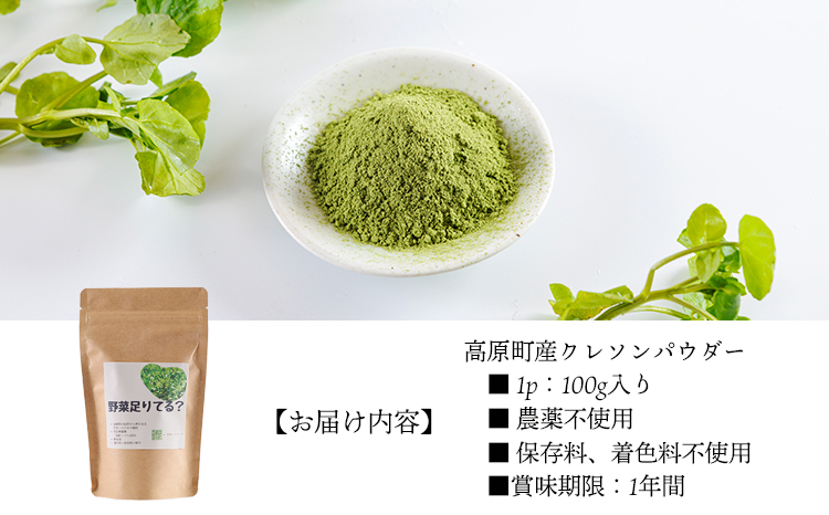 シリカ豊富な湧水育ちの高原町産クレソンパウダー100g　TF0900-P00081