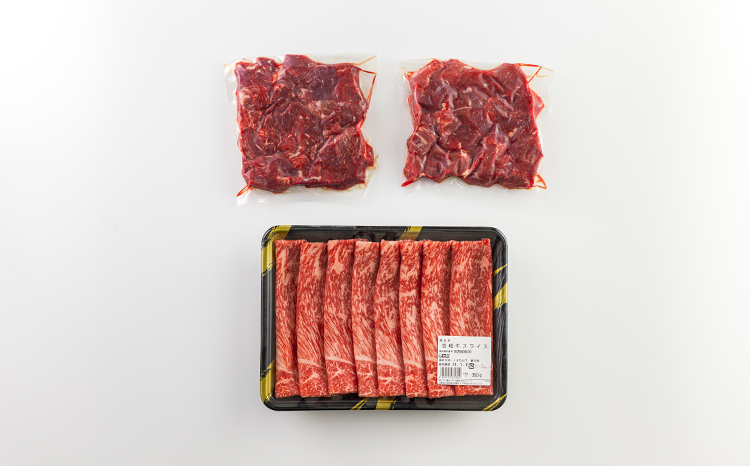 《内閣総理大臣賞受賞!》日本一美味しい黒毛和牛「宮崎牛」のサイコロステーキ・スライスセット しゃぶしゃぶやすき焼きでおいしいブランド牛 時短調理に最適なサイコロカット [一人暮らし 国産牛 国産 日本産 牛肉 モモ肉 鍋 お肉] TF0723-00020