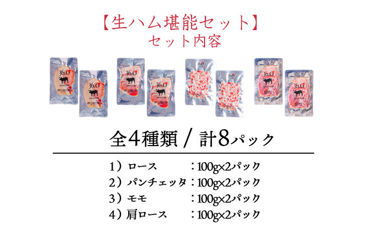 ソヤマポークのこだわり生ハム堪能セット[熟成肩ロース ロース モモ パンチェッタ 4種類] TF864ｰP00078