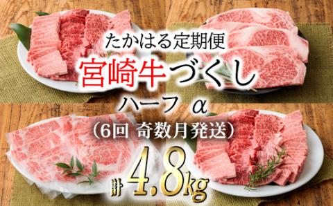【定期便6回】宮崎牛たかはる定期便ハーフα(奇数月発送) 内閣総理大臣賞4大会連続受賞の黒毛和牛 [ブランド牛 国産牛 牛肉 お肉 1年間奇数月(12ヶ月) 6ヶ月 150000円 15万円 『おいしい特産品を詰め込んだ定期便特集』-宮崎県高原町] TF0309-P00020