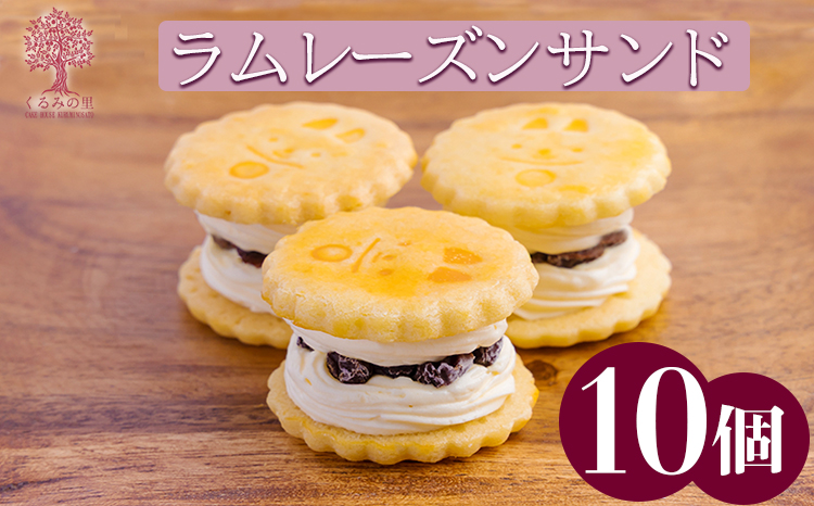 ケーキハウスくるみの里の「ラムレーズンサンド」10個 無添加 甘さ控えめ、食べ応え抜群　ギフト、プレゼントにもぴったり！ [スイーツ 洋菓子 お菓子 『返礼品特集20000円以下』-宮崎県高原町] TF0405-P00010