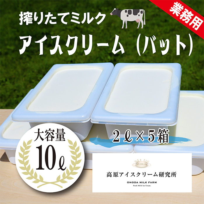 高原アイスクリーム研究所 搾りたてミルク 10L (2L×5ケース) 大容量バット入り 牛乳の美味しさ 宮崎県グルメコンテスト2連覇 冷凍 スイーツ お菓子 デザート デコレーションTF0593-P00023