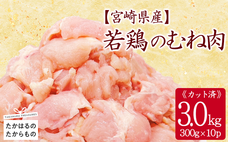 宮崎県産若鶏むね切身3.0kg（300g×10）TF833-P00063