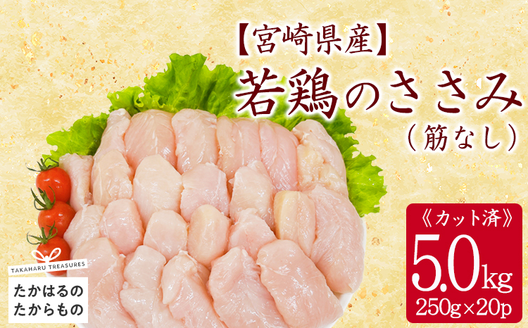  宮崎県産若鶏筋なしささみ5.0kg（250g×20）TF0840-P00063