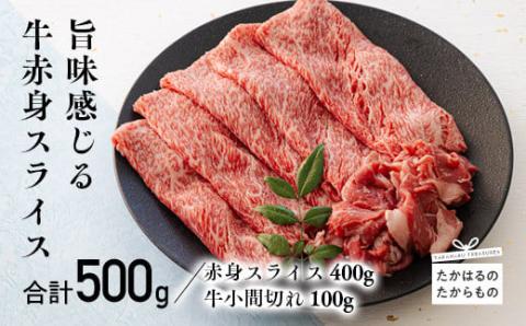 宮崎牛 赤身肉のスライス(ウデまたはモモ)400g&黒毛和牛小間切れ100g TF0544-P00043
