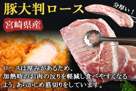 ＜宮崎県産 豚 大判ロース 合計1.6kg＞翌月末迄に順次出荷【  豚肉 豚ロース カツ丼 豚丼 カツカレー ステーキ ソテー トンテキ とんかつ 厚切り 国富町ザベストテン 小分け 個包装 真空パック 筋切り済 お料理 おかず 】