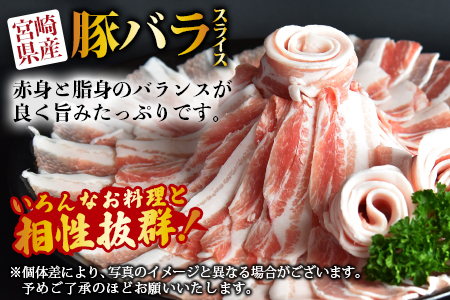 【ANA限定】宮崎県産豚バラ＆豚肩ローススライスセット計約2.1kg/翌月末迄に順次出荷/薄切り 小分け 普段使い[BEM634]