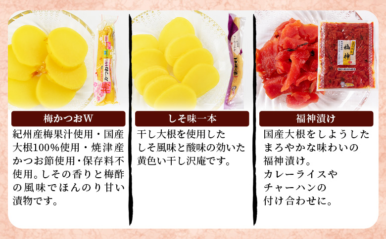 ＜漬物詰め合わせ 10種セット＞翌月末迄に順次出荷【 漬け物 詰め合わせ 食べ比べ セット 加工品 国産 沢庵 たくあん 大根 しそ味 ごはん ご飯のお供 お茶漬け 付け合わせ 】 10種類セット