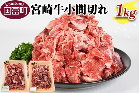＜宮崎牛小間切れ 1kg＞翌月末迄に順次出荷【 牛 牛肉 国産 黒毛和牛 贅沢 牛丼 煮物 炒め物 小間 普段使い 】
