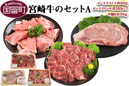 ＜宮崎牛のセットA＞翌月末迄に順次出荷【 牛 牛肉 詰め合わせ BBQ 焼き肉 焼肉　しゃぶしゃぶ 鍋 すき焼き ステーキ スライス 国産 黒毛和牛 】