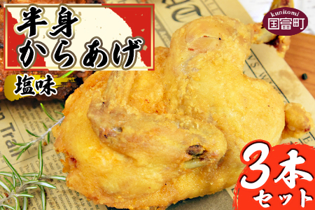 ＜半身からあげ（塩味）3本セット＞【 唐揚げ 鶏 とり 鶏肉 揚げ物 パーティー お祝い】準備でき次第翌々月までに順次発送