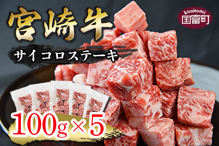 ＜宮崎牛 サイコロステーキ 合計500g（100g×5)＞翌月末迄に順次出荷【 国産 牛 牛肉 黒毛和牛　サイコロ ステーキ 贅沢 高級　お祝い 誕生日 特別 和牛 】