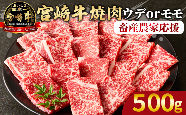 ＜宮崎牛 赤身焼肉 1パック（500g）＞2025年12月に順次出荷【 国産 黒毛和牛 牛肉 牛 精肉 カット肉 BBQ ウデ肉 モモ肉 4等級以上 ブランド牛 赤身 旨味 贈答品 ギフト 贈り物 プレゼント 化粧箱 グルメ ミヤチク 宮崎県 国富町 】 【500g】2025年12月に順次出荷