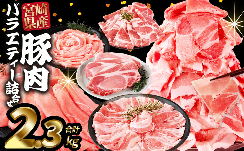 ＜宮崎県産豚肉バラエティー詰合せセット 2.3kg＞入金確認後、2026年6月に順次出荷【国産 宮崎県産 ぶた にく 精肉 とんかつ トンカツ 焼肉 焼き肉 スライス 小間切れ 豚こま 詰め合わせ 6種類 肩ロース ウデ ミヤチク 宮崎県 国富町】 2026年6月に順次出荷