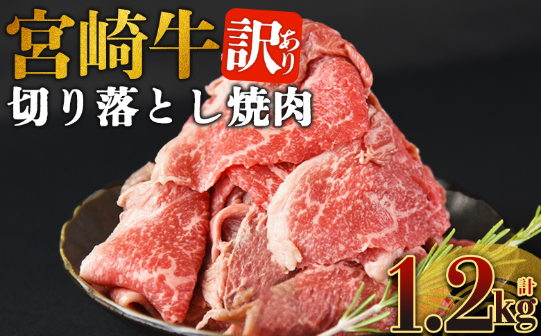 ＜訳あり 宮崎牛 切り落とし焼肉 合計1.2kg＞入金確認後、14営業日以内に順次発送 【 焼肉用 焼き肉 やきにく 訳アリ品 わけあり A5等級 ランク 高級 お肉 和牛 黒毛和牛 ブランド牛 柔らかい お家焼肉 BBQ バーベキュー ご褒美 新鮮 鮮度 】 合計1.2kg