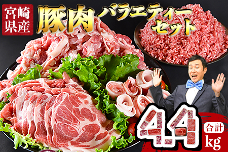 大容量 豚肉★[宮崎県産 豚肉 バラエティーセット4.4kg]翌月末迄に順次出荷[ 肉 豚 豚肉 しゃぶしゃぶ 豚肉 すき焼き 豚肉 すきしゃぶ 豚肉 ロース 豚肉 ミンチ 豚肉 切り落とし 豚肉 小分け 豚肉 豚ロース 豚肉 豚モモスライス 豚肉 -]