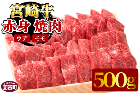 [宮崎牛赤身(ウデ・モモ)焼肉 500g]翌月末迄に順次出荷[ 牛 肉 牛肉 和牛 黒毛和牛 赤身 ]