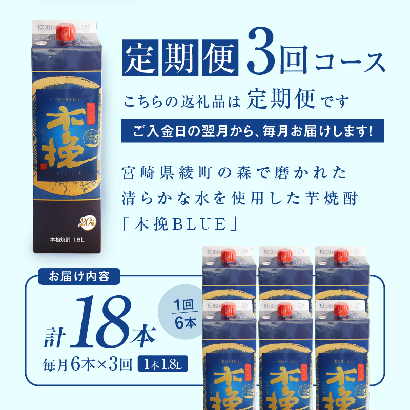 毎月21日にお届け！木挽BLUE 6本セット【全3回定期便】