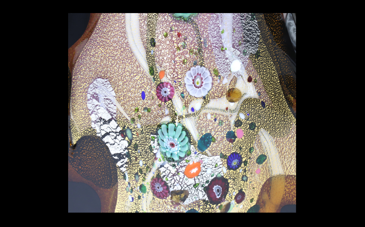 黒木国昭作 花器 金・プラチナ象嵌「光琳」（アンバー）