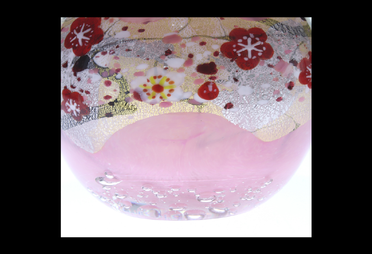 黒木国昭作 コードレスミニランプ 金・プラチナ象嵌「夢光琳　花ロマン」