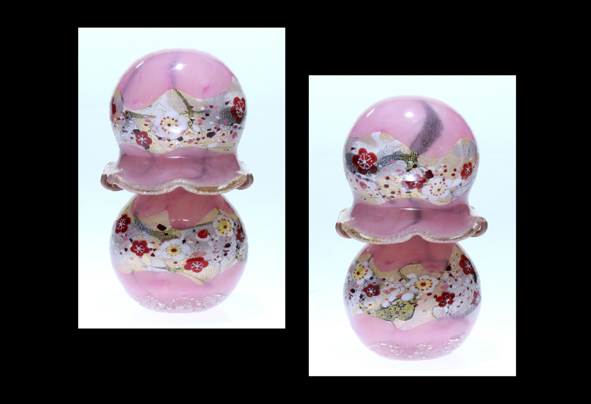 黒木国昭作 コードレスミニランプ 金・プラチナ象嵌「夢光琳　花ロマン」