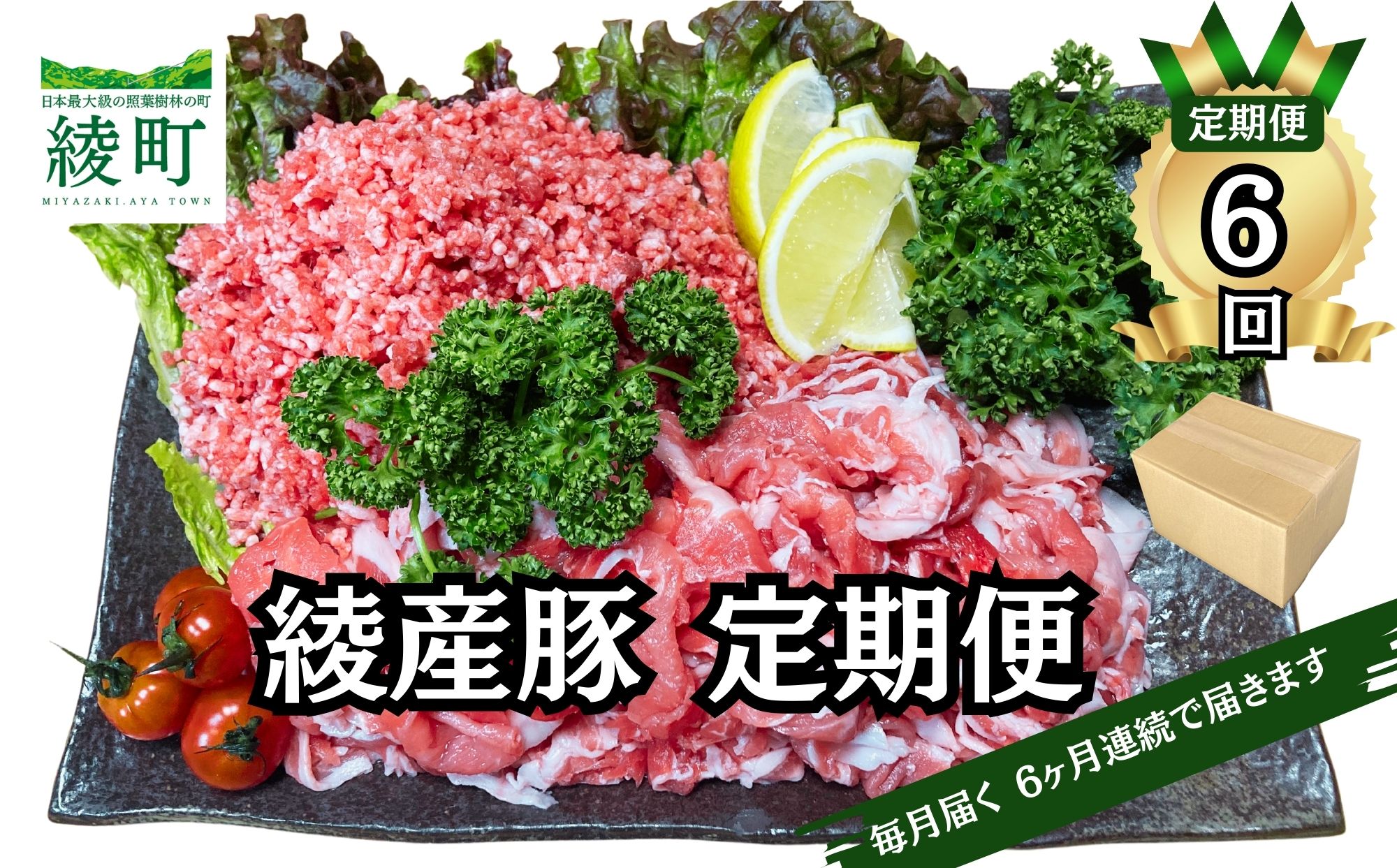 綾町産 豚こま＆ミンチ1.5kg【全6回定期便】（0023-010）