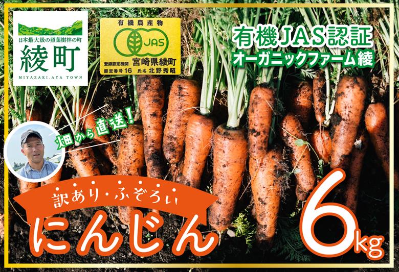 【有機JAS】 ジュースに最適！たっぷりにんじん６kg！（訳ありふぞろい規格） 6kg