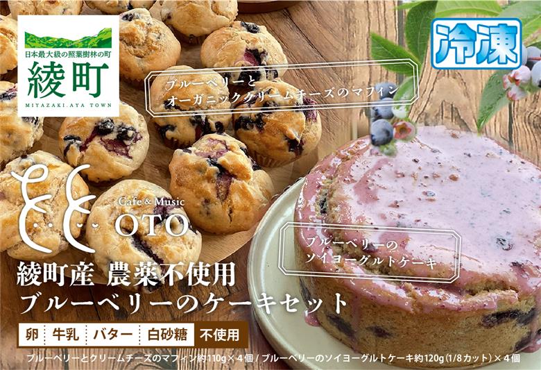 綾町産無農薬ブルーベリーとオーガニッククリームチーズのマフィン＆ブルーベリーのソイヨーグルトケーキセット