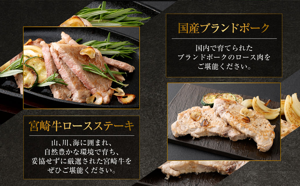 ＜特選宮崎牛ロースステーキ 1kg+ブランドポーク100g×5枚＞2026年2月上旬より順次出荷