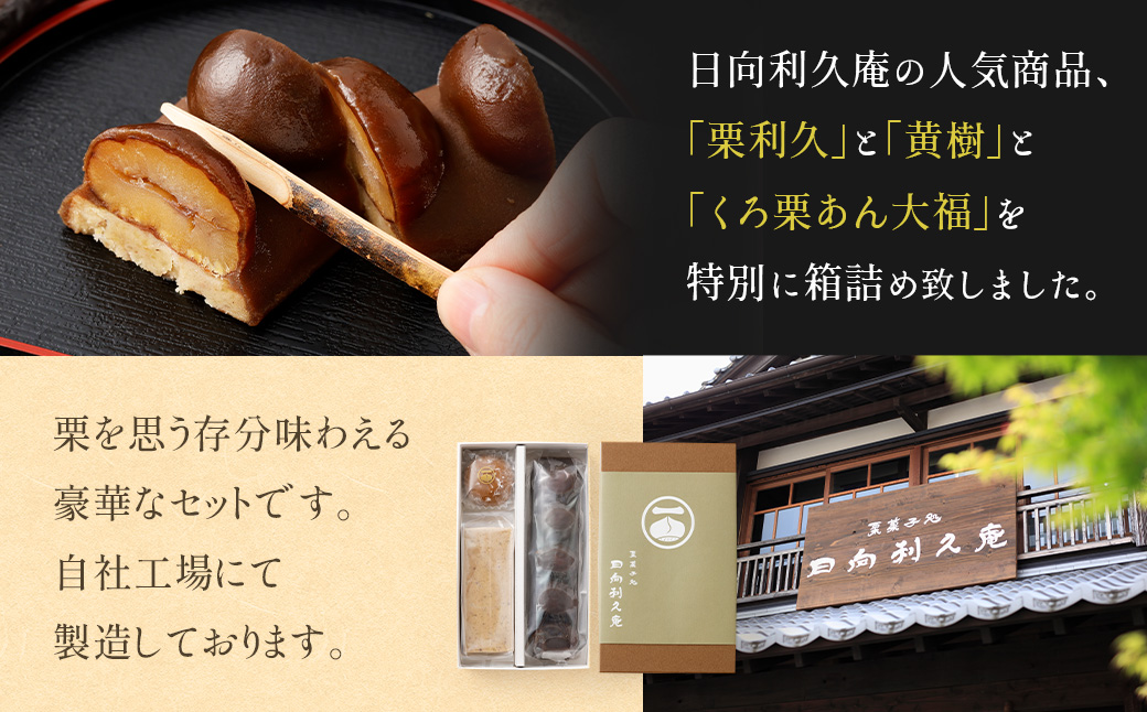 【お歳暮におすすめ】＜栗づくしセット（栗利久1本、黄樹1本、くろ栗あん大福1個）＞翌月末迄に順次出荷