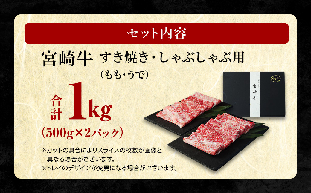 ＜宮崎牛 もも・うで すき焼き・しゃぶしゃぶ用 1kg＞翌月末迄に順次出荷
