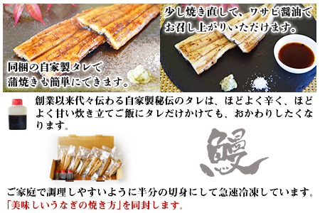 ＜職人手焼き九州産うなぎ 白焼き3尾（6切れ）計390g前後＞