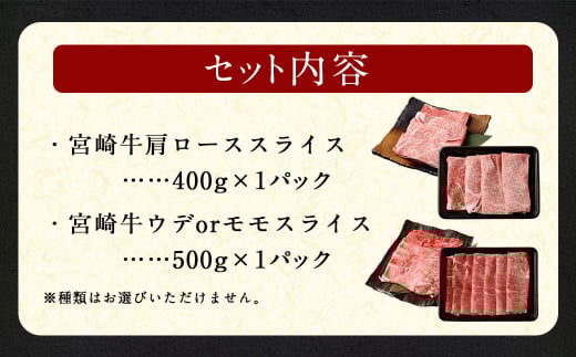 ＜宮崎牛 すきしゃぶ 2種 (赤身霜降り)＞2026年2月上旬より順次出荷 計約900g 肩ロース ウデorモモ 新生活応援 卒業祝い 就職祝い 入学 卒業 お花見 引越し