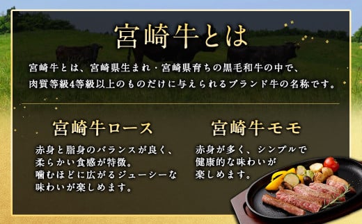 ＜宮崎牛ステーキ 2種 食べ比べ＞2026年2月上旬より順次出荷 計約450g ロース モモ 新生活応援 卒業祝い 就職祝い 入学 卒業 お花見 引越し
