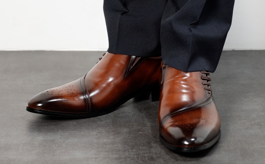 【26.0cm】＜MURATA ORIGINAL 本革紳士靴 サイドシューデザイン 9210848 ブラウン 靴紐の調整位置がサイドに! ビジネス カジュアル 当店主力商品 24.5~27.0cm 1足＞翌月末迄に順次出荷